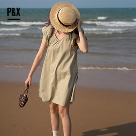 P&X设计师女装  梭织连衣裙短裙 824208274 豆绿色