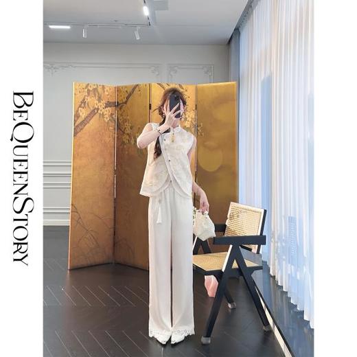 余潇潇【自由仙风】国风新中式凉爽透气素雅斜门襟立领马甲上衣 商品图3