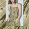 【限时秒杀】COCOBELLA写意油画印花压褶炒色吊带连衣裙度假风长裙FR0015 商品缩略图3