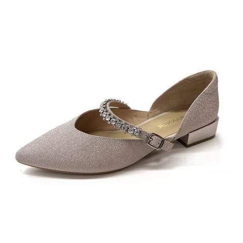 千百度女鞋夏季时装半凉钻带单鞋通勤真皮晚晚鞋中跟尖头 A24237007 商品图2