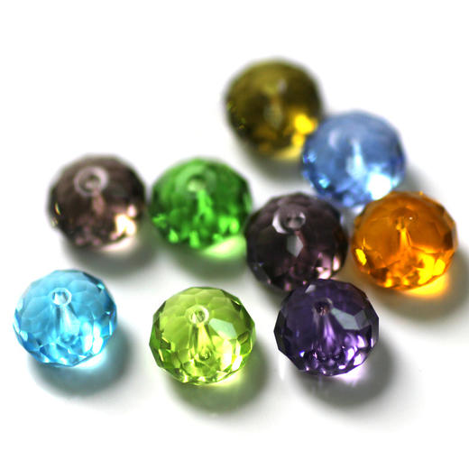 扁形算盘珠彩色水晶48切面珠料半成品意卡米诺手串念珠单颗珠子料散珠 商品图2