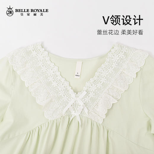 睡衣女士夏季棉套头宽松甜美少女蕾丝短袖短裤清凉薄款家居服套装JJT9927 商品图4