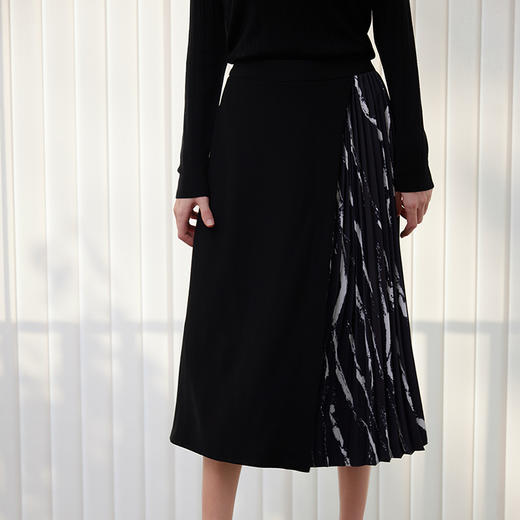 【拼接撞色百褶裙】24年春夏新品女士时尚百搭中长款半裙 商品图1