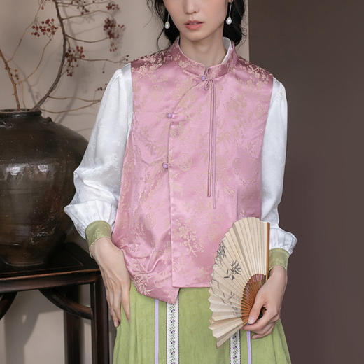 【林栖设计小店】2024年春夏新品无袖马甲提花新中式复古气质背心女1942326 商品图11