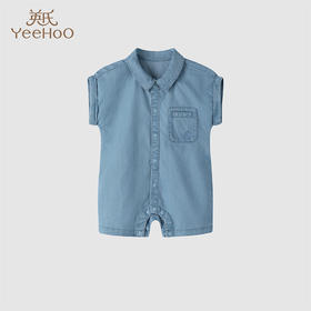 英氏-童衣类（夏）H4英梭短蛤 浅牛仔蓝66CM男