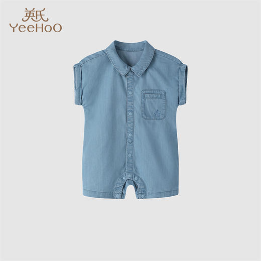英氏-童衣类（夏）H4英梭短蛤 浅牛仔蓝66CM男 商品图0