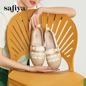 Safiya/索菲娅2024春国风编织钻扣浅口平底懒人一脚蹬渔夫鞋 SF41111432