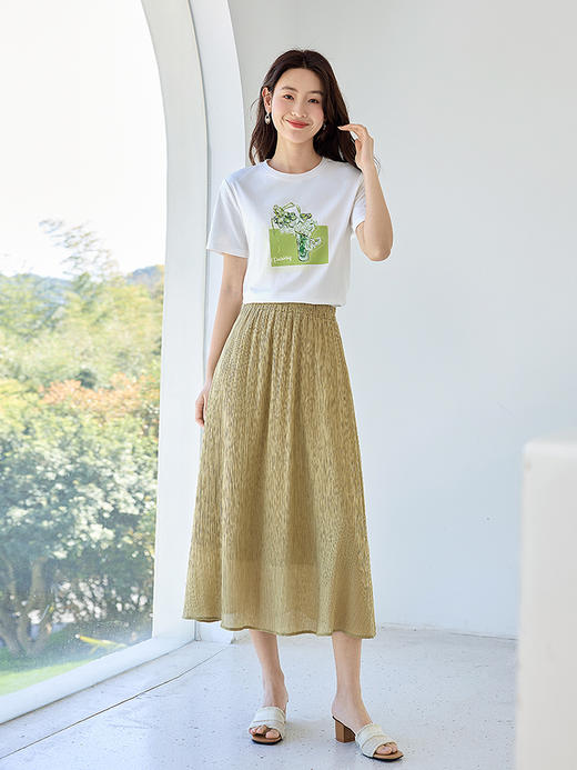 【断码清仓】【梵高联名】熙世界艺术名画印花T恤短袖夏装凉感白色体恤上衣 商品图4