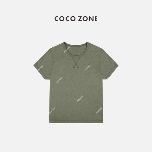 刘一一&COCO ZONE“质感T"100棉圆领交叉线设计感休闲短袖T恤24C10205 商品图0