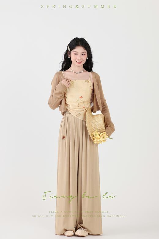 【6折秒杀】鹿向南【如梦花】早春新中式国风套装吊带针织开衫女禅意休闲裤裙J068001/J068002 商品图5