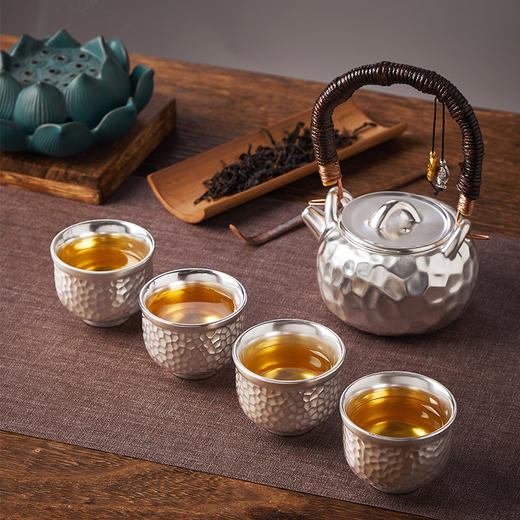 拾物观心·锤纹鎏银古法瓷胎茶器，爱茶人的白月光，素雅如月，洁白如霜【G】 商品图5