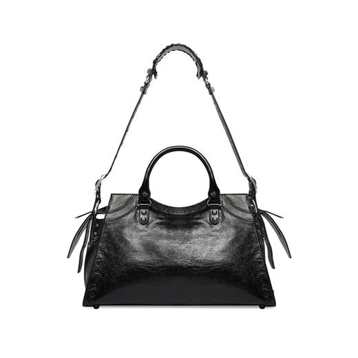 BALENCIAGA 巴黎世家 女士 Neo Cagole City 细纹羊皮革提挎包 黑色 700451 210B0 1000 商品图2