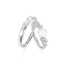 KADER 卡蒂罗 玫瑰之约情侣戒指 925银纯白花朵浪漫设计开口可调节一对 简约优雅约会配饰 礼盒520