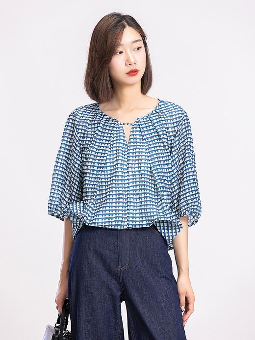 XIAOYU|云朵格纹丝棉套头衫242SY137 商品图0