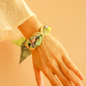 北京仓｜AN-NEE-Tresse-巨蟹座 4cm丝巾 手镯（金色）［法国设计师］