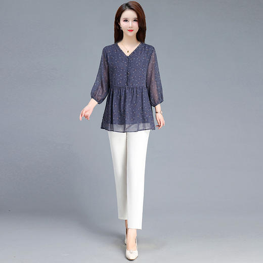 印花雪纺衫上衣+九分哈伦裤两件套QYM-JJ-C241013-Y 商品图1
