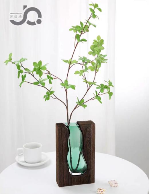 北欧原木透明绿色玻璃花瓶--木屋心灵之钥..水滴 商品图4