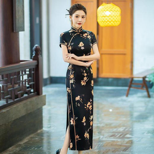 WXG真丝旗袍高端气质改良版桑蚕丝旗袍日常可穿 商品图1
