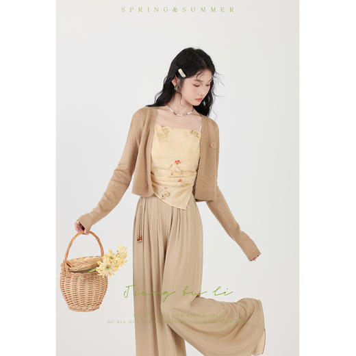 【6折秒杀】鹿向南【如梦花】早春新中式国风套装吊带针织开衫女禅意休闲裤裙J068001/J068002 商品图2