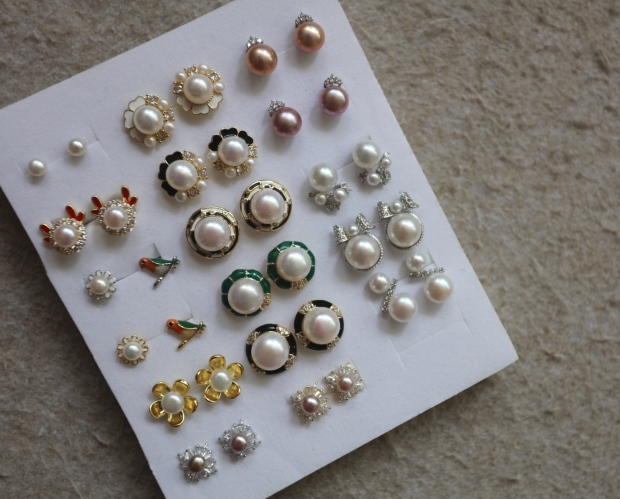 年少不知珍珠美 哈！出口订单 天然淡水 各式各样的 单珠&双珠 耳钉