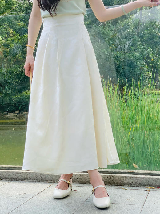 【百图lulu定制】【清冷系半身裙】浮雕暗纹 清冷系 高腰 国风半身裙 商品图0