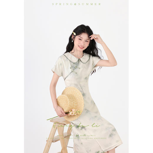 【6折秒杀】鹿向南【江南烟雨】新中式国风连衣裙女夏季改良旗袍盘扣裙子L33839+QYM001474 商品图4