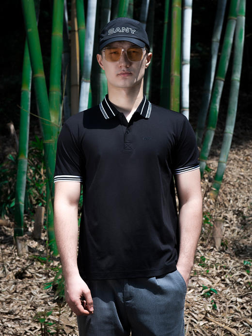 SANY翻领T恤310C-黑色 商品图1