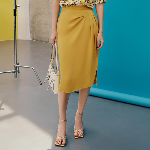 EITIE爱特爱夏季新款时尚气质高腰裙摆开叉半身裙7406108 商品图2