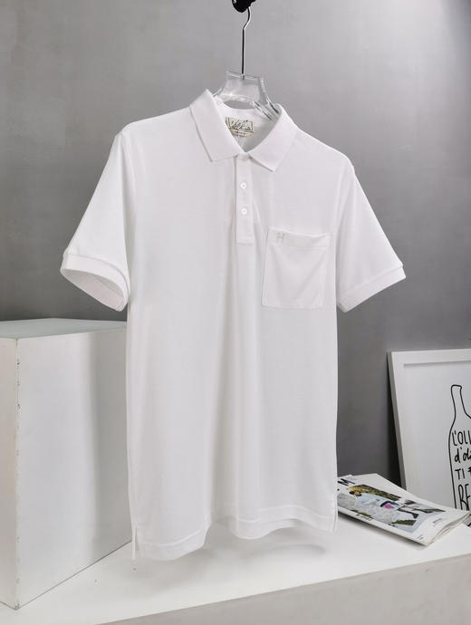 H马 2024春夏 字母刺绣小标 纯色丝光珠地棉 翻领短袖POLO衫 Z-11592 商品图2