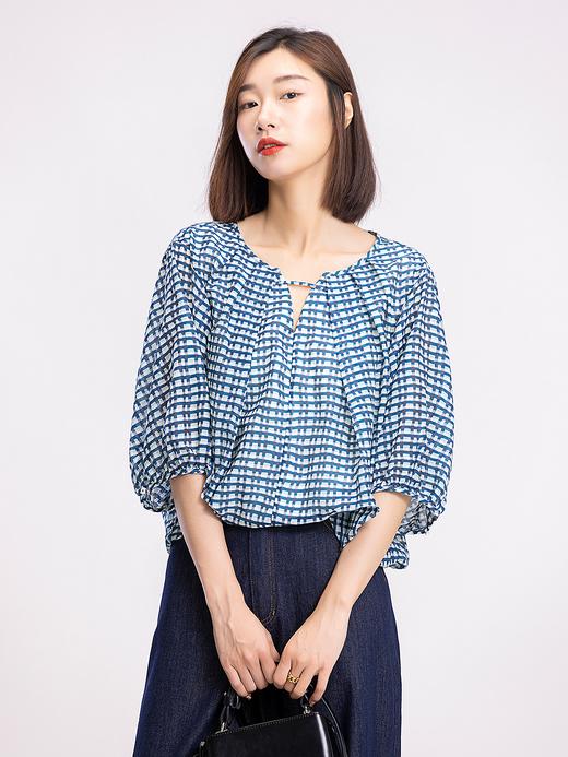 XIAOYU|云朵格纹丝棉套头衫242SY137 商品图2