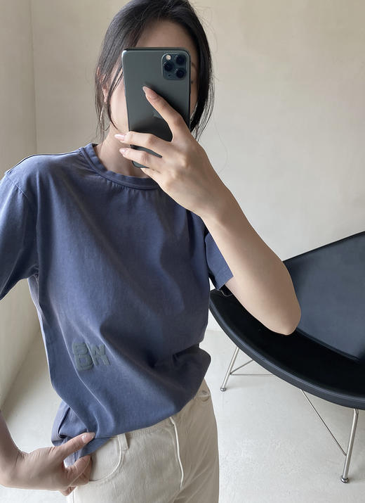 现货  THS 4.13-无 大王家 女士 侧边字母wang印花T恤 常规款做旧水洗T恤 2色 BH2496 商品图1