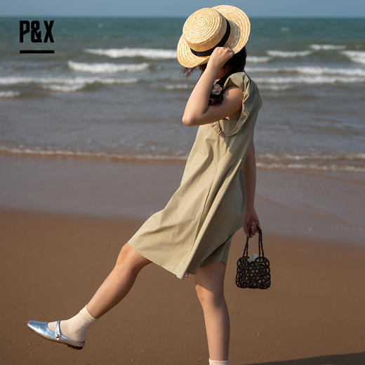 P&X设计师女装  梭织连衣裙短裙 824208274 豆绿色 商品图1