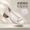信诺 脚宽舒适女鞋 2024新款网纱凉鞋中跟粗跟妈妈鞋洋气软底皮鞋24C3870-1 商品缩略图2