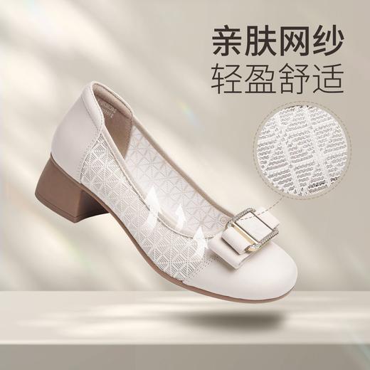 信诺 脚宽舒适女鞋 2024新款网纱凉鞋中跟粗跟妈妈鞋洋气软底皮鞋24C3870-1 商品图2