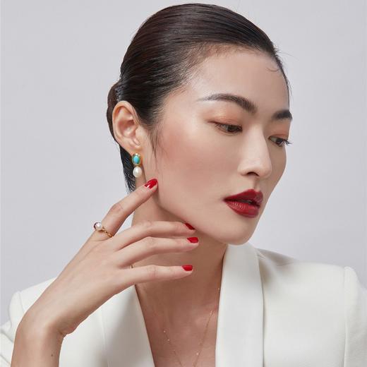 Pearl moments 幽兰露 绿松石旦形珍珠耳线【该商品不支持用券】 商品图3