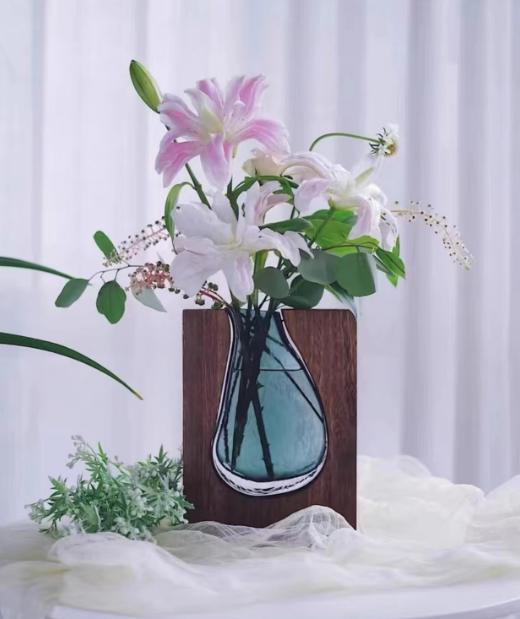 北欧原木透明绿色玻璃花瓶--木屋心灵之钥..水滴 商品图1