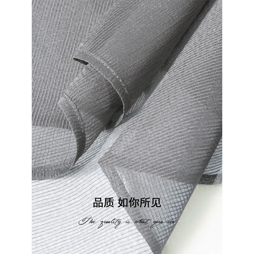 COCOBELLA设计感抽褶不规则雪纺衫微透视褶皱精致开衫LC0001D 商品图4