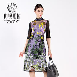 【伯妮斯茵】172S222--紫色连衣裙--几何奎罗 印加文明