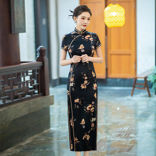 WXG真丝旗袍高端气质改良版桑蚕丝旗袍日常可穿 商品图3