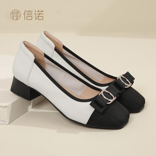 信诺真皮舒适单鞋2024新款春款高跟鞋春季中年香风女士皮鞋妈妈鞋24C5009-8 商品图3