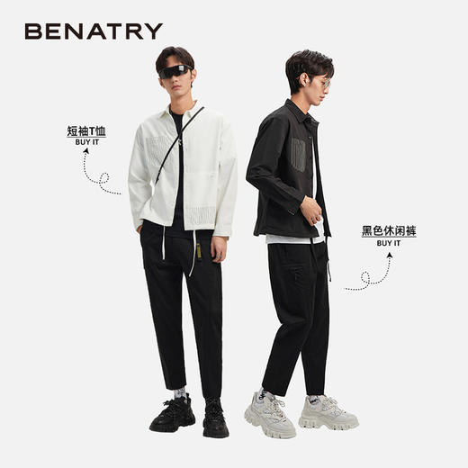 贝纳川工装衬衣男士日系春秋宽松休闲长袖衬衫翻领工装条纹外套 ECK111002 商品图2