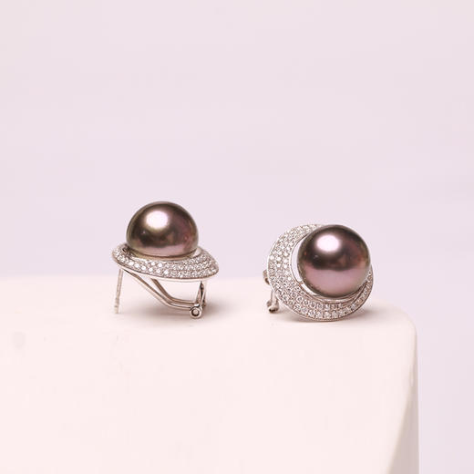 炫彩海南 金18k海水珍珠耳钉12-12.5mm 55425 商品图2