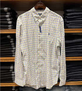 瑕疵POLO RALPH LAUREN 男士经典版型刺绣小马标长袖弹力格子衬衫