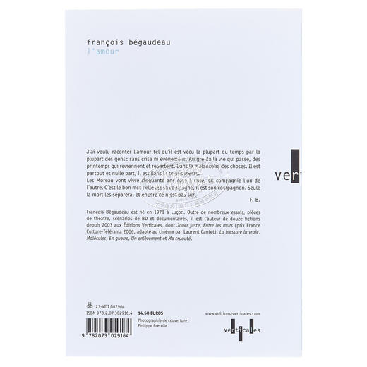 【中商原版】爱情 墙壁之间  Lamour 法文原版 Francois Begaudeau 作者新作 爱情小说  青春爱情 流行小说 商品图1