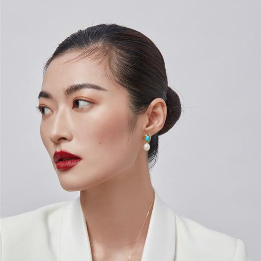 Pearl moments 幽兰露 绿松石旦形珍珠耳线【该商品不支持用券】 商品图5