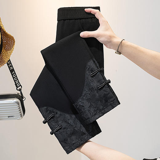 新中式高腰弹力八分裤，复古盘扣遮胯松紧腰裤子KQL-3098F1817 商品图1