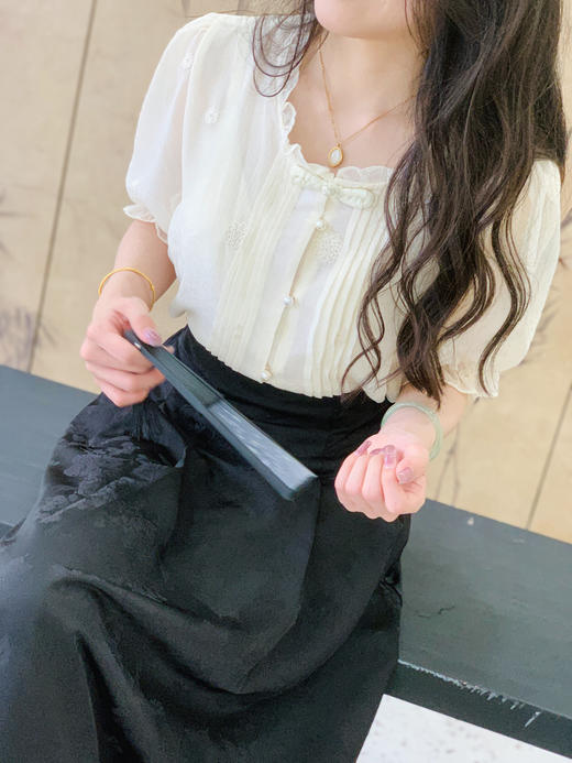 【百图lulu定制】【清冷系半身裙】浮雕暗纹 清冷系 高腰 国风半身裙 商品图6