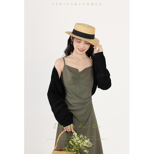 鹿向南【林荫鸣蝉】新中式绿色吊带连衣裙女2024国风初夏穿搭套装 商品图3