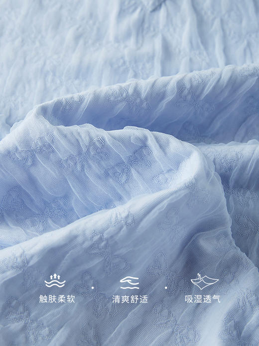 【专属特价】熙世界欧根纱蕾丝雪纺衫2025夏装新款圆领宽松宫廷风泡泡袖上衣 商品图3