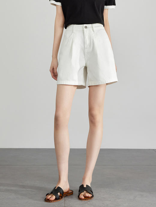 【专属特价】熙世界牛仔短裤女2025夏新款高腰显瘦梨形身材小个子阔腿直筒裤 商品图3